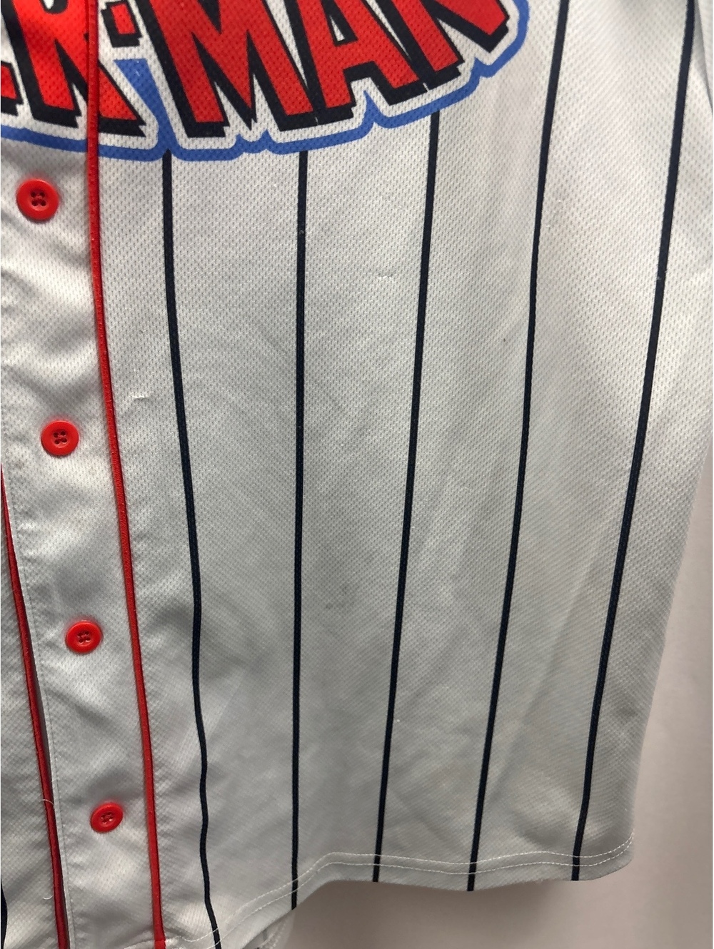 Marvel The Amazing Spiderman Mens White Pinstripe Baseball Jersey XL - Picture 3 of 9